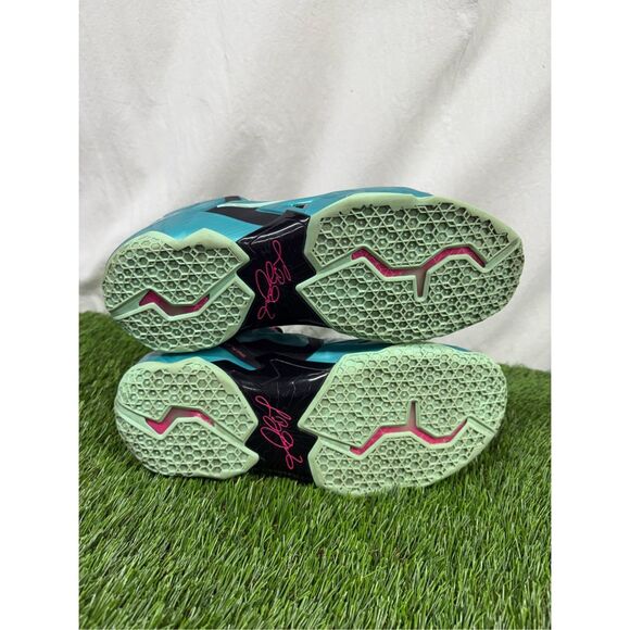 Size 13 - OG box RARE VNDS Nike LeBron XI South Beach 2014  616175-330 - Picture 7 of 10